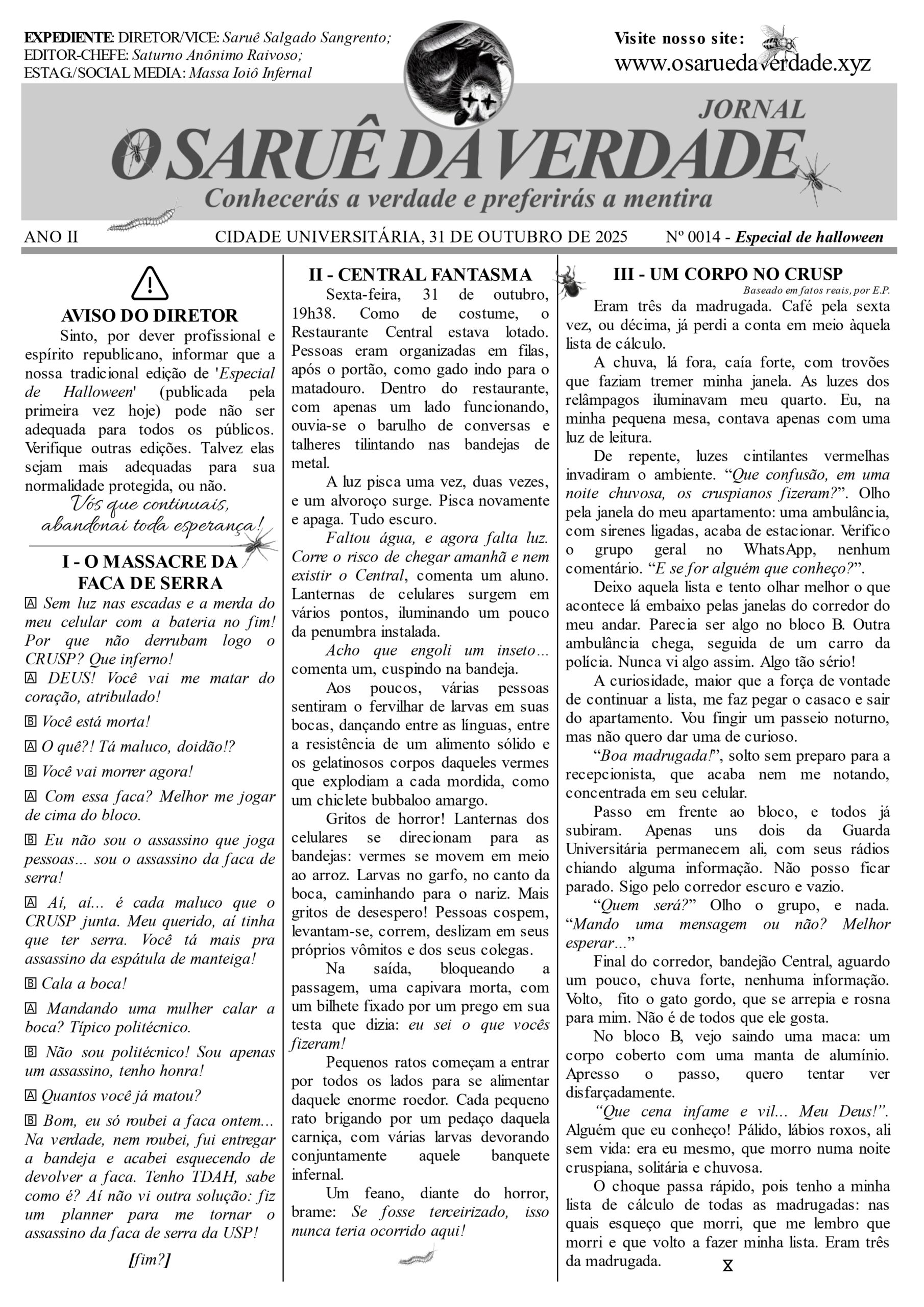 O SARUE DA VERDADE nº 14 Ed – Especial de Halloween